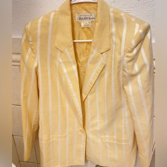 🎁Women Saks fifth Avenue Size : 8 Pattern print Striped Blazer pointed collar - Picture 7 of 10
